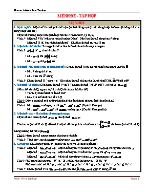 Ôn tập Đại số 10 - Chương I Mệnh đề và Tập hợp